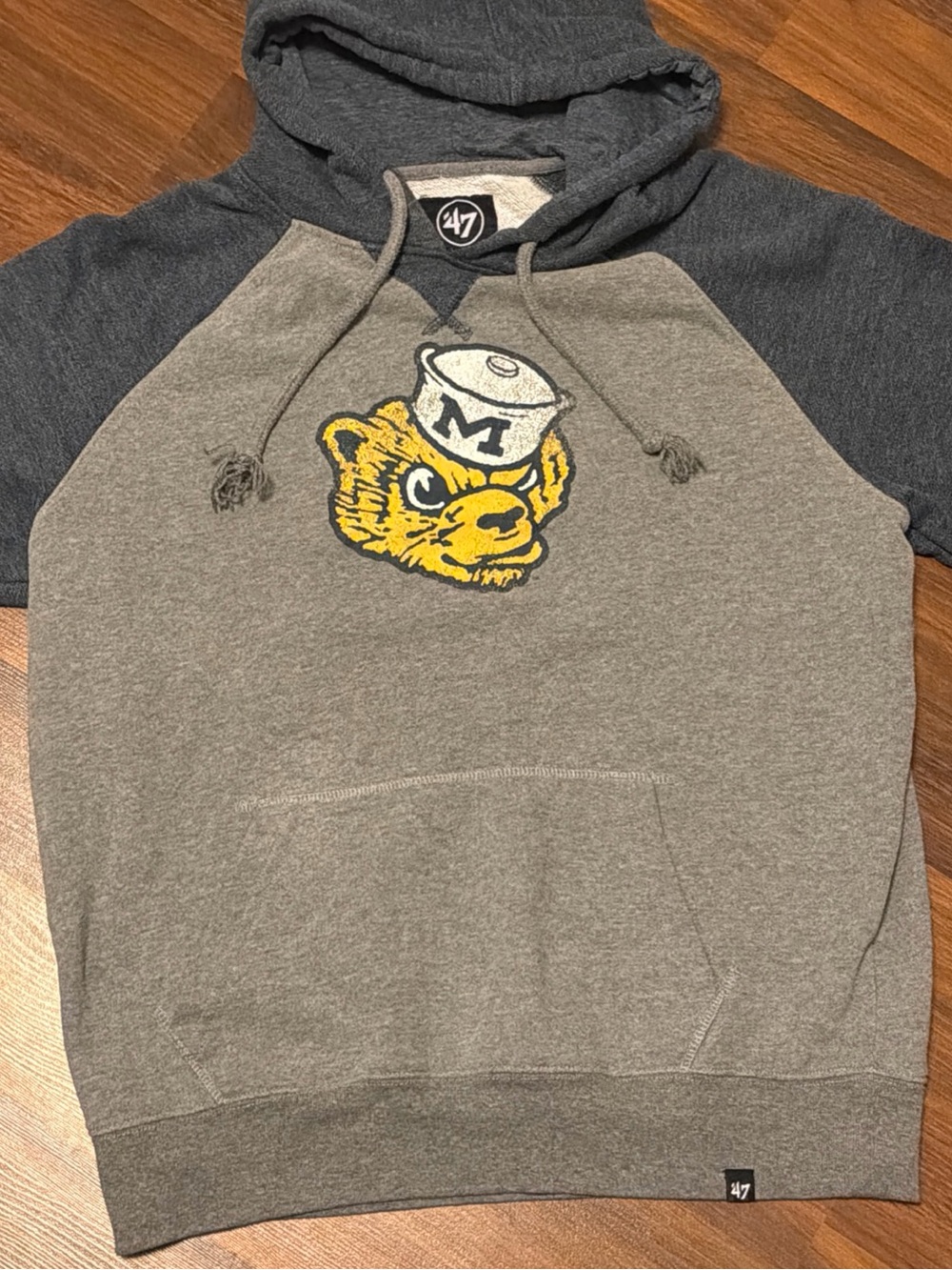 '47 Two-Tone Gray Crewneck Sweatshirt with VTG Michigan Wolverine Mascot